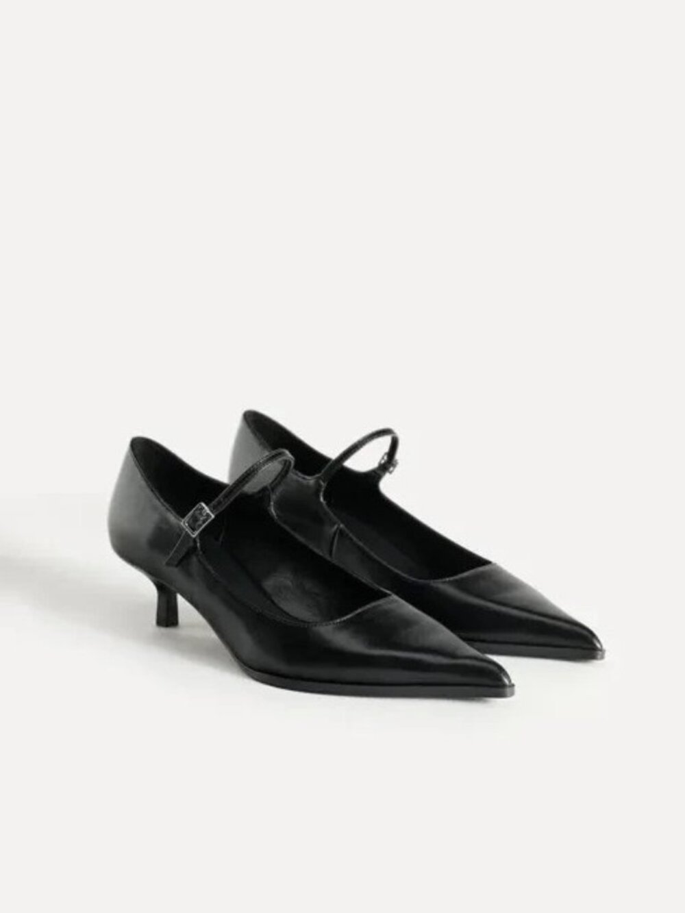 Zara Womens 50th Anniversary Pointed Toe Leather Heels 7.5 Black 2995/510 NWOB
